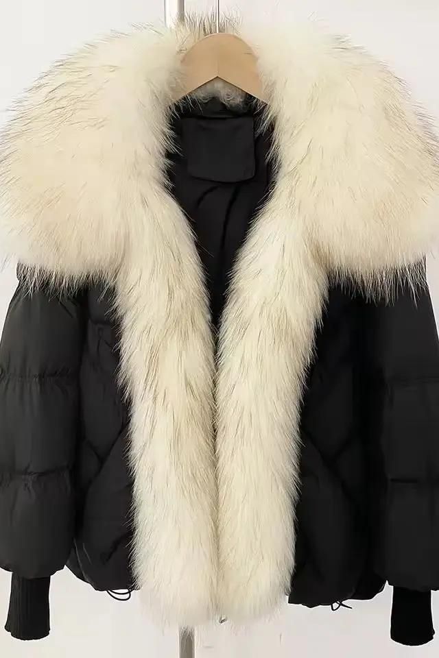 Luxus Jacke mit Kunstpelzkragen