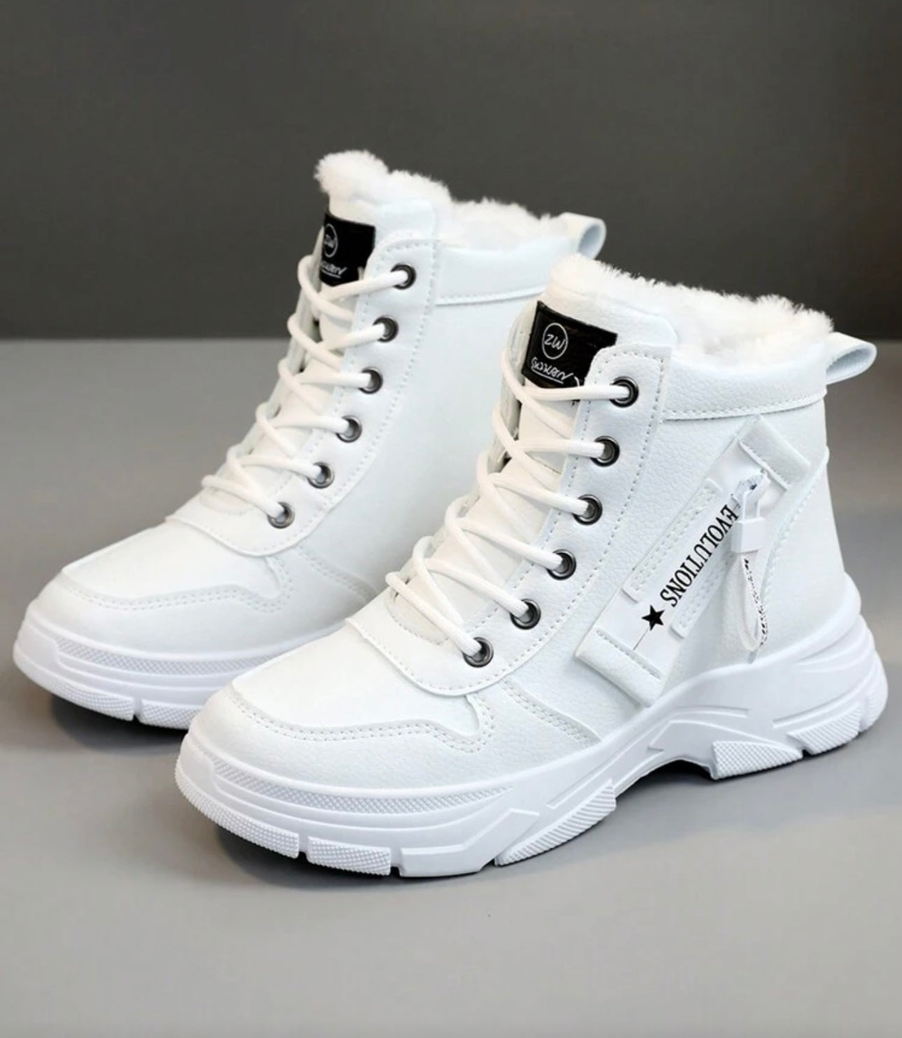 Neue Damen Winter High-Top Flausch, Dicke Sohle, rutschfest, warm, Schnee Kurze Stiefel Stil mit Pullover