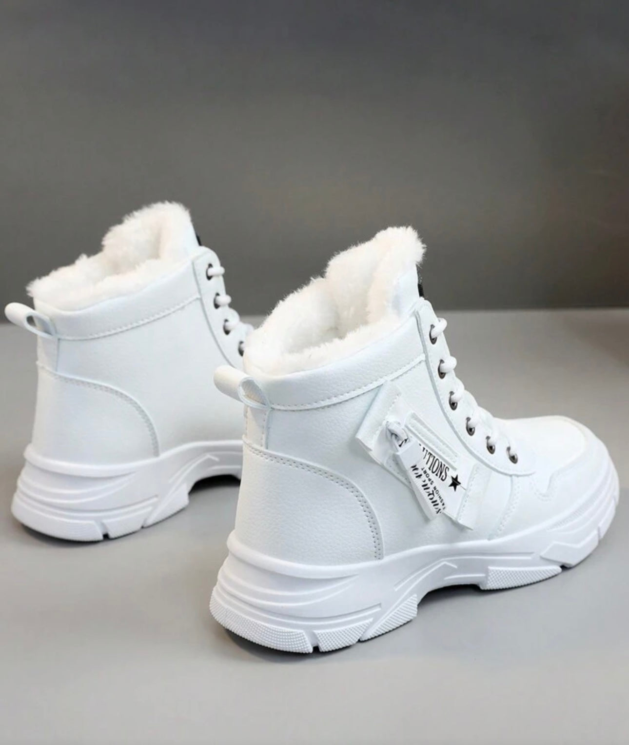 Neue Damen Winter High-Top Flausch, Dicke Sohle, rutschfest, warm, Schnee Kurze Stiefel Stil mit Pullover