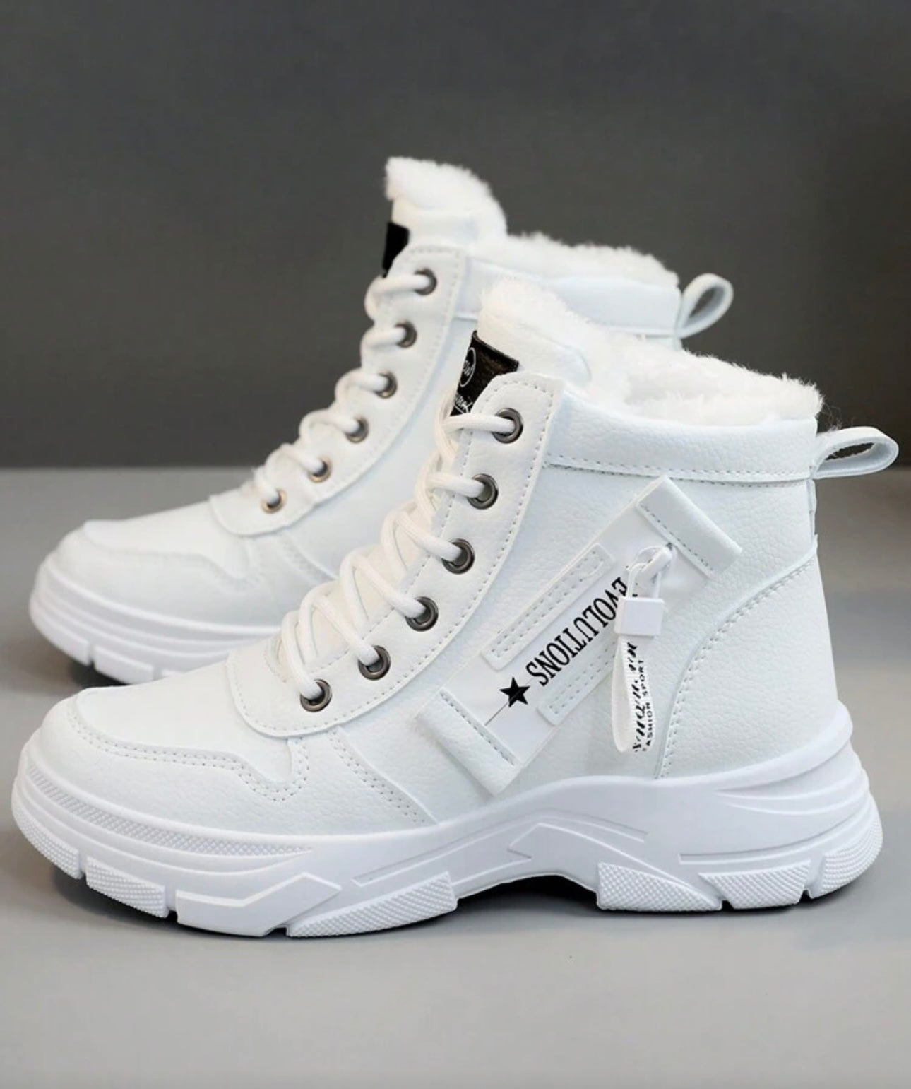 Neue Damen Winter High-Top Flausch, Dicke Sohle, rutschfest, warm, Schnee Kurze Stiefel Stil mit Pullover