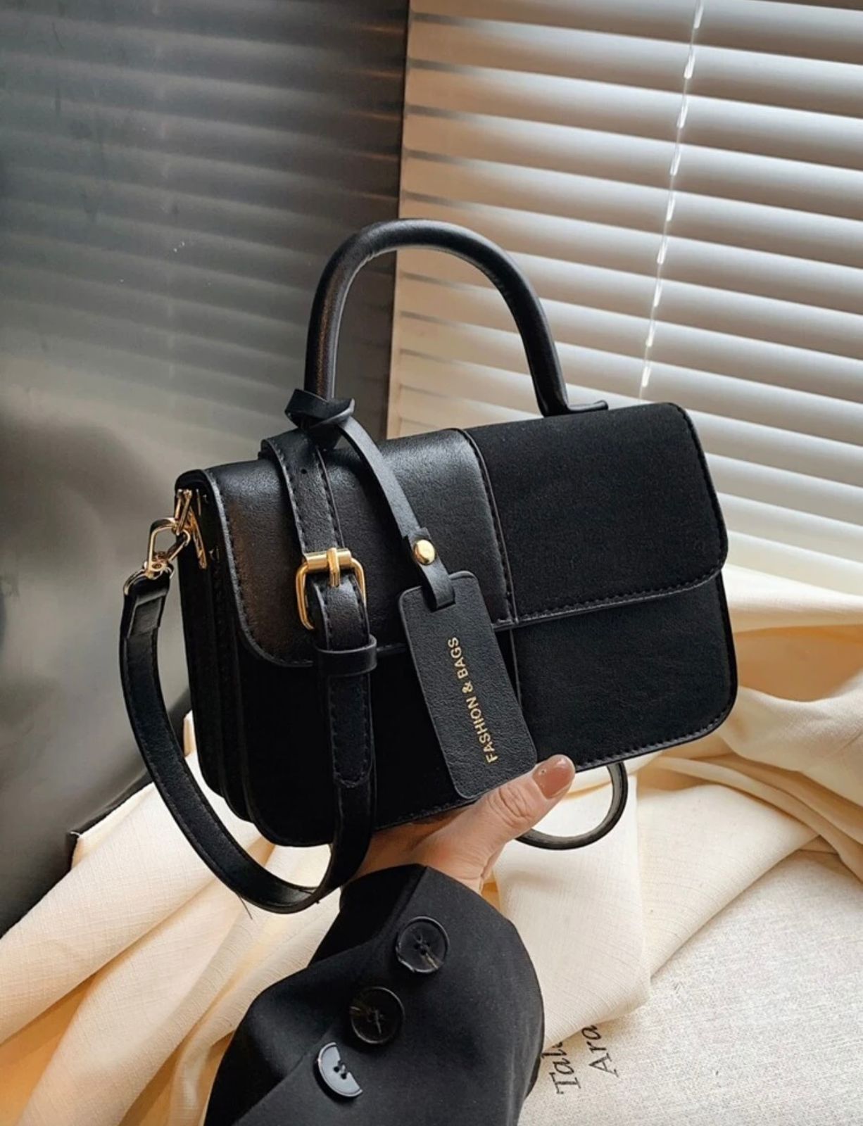 Neuer, stylischer minimalistischer karierter Patchwork Handtaschen mit Schultergurt