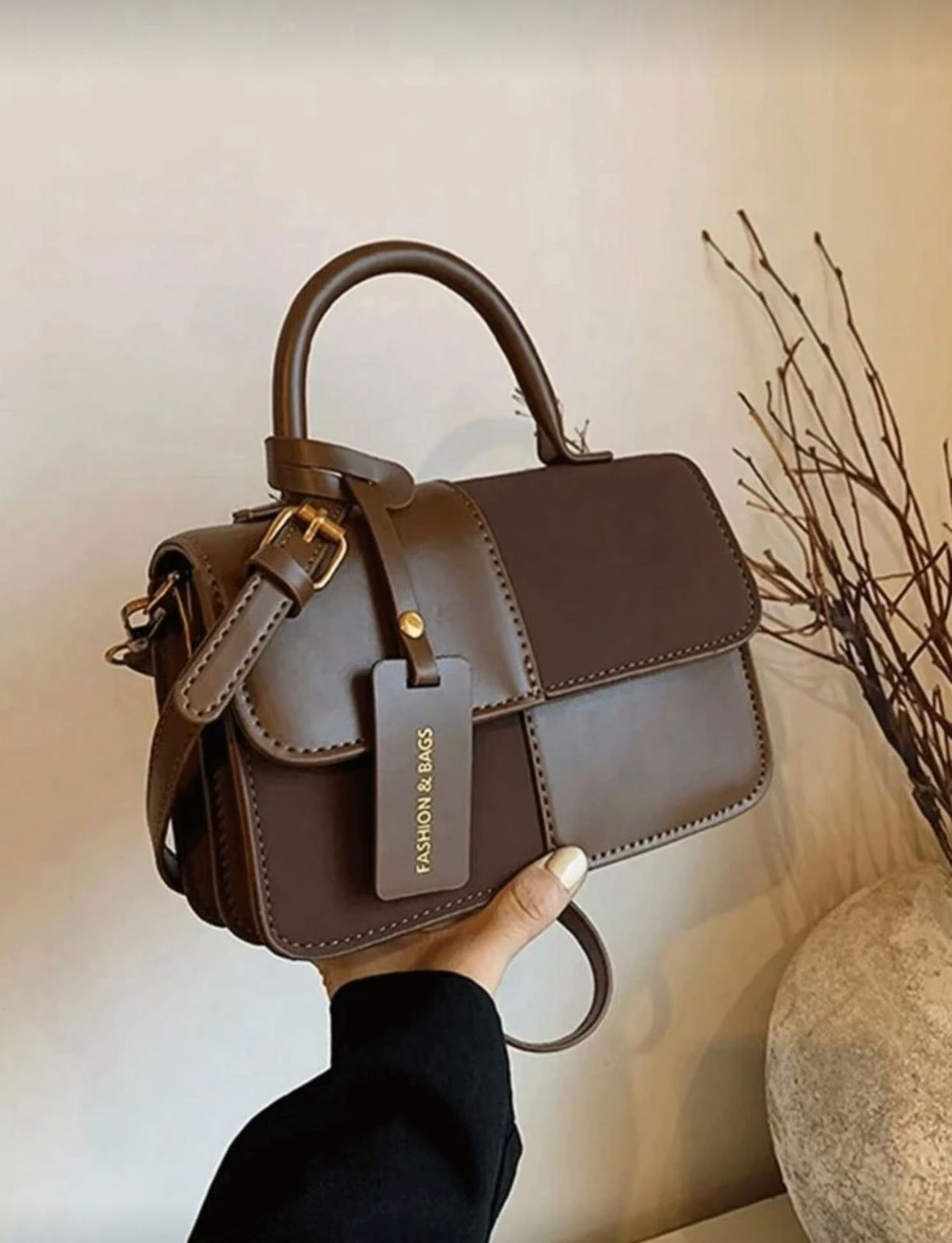 Neuer, stylischer minimalistischer karierter Patchwork Handtaschen mit Schultergurt